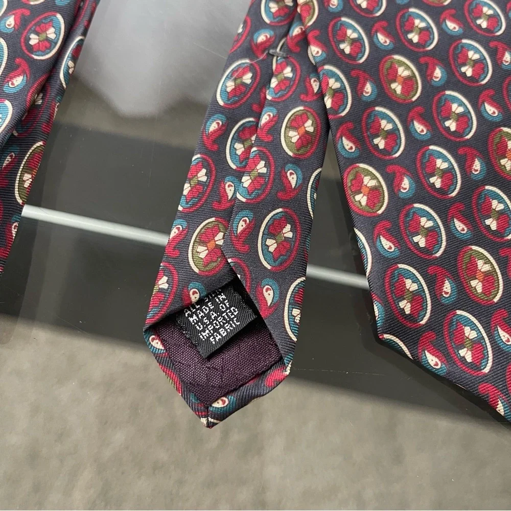 Christian Dior Monsieur Silk Geometric Tie 4x57‎ Red Black Preppy